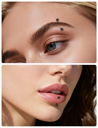 20G 16G 14G 12G Eyebrow Ring Piercing Jewelry Surgical Steel Vertical Labret Lip Ring Rook Daith Earrings Navel Small Tiny Belly Button Ring Piercing Jewelry for Women Men Silver Black Gold - color: Black, size: 16G
