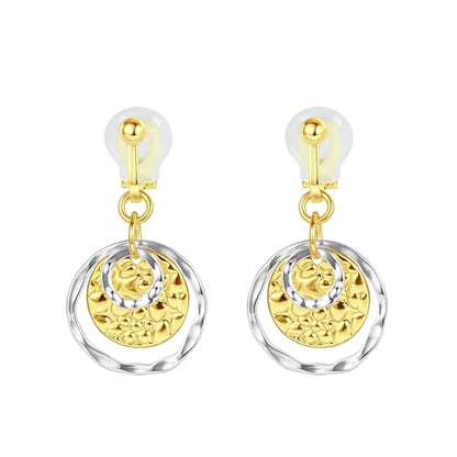 Awinesn Clip on Earrings for Women 14K Gold/Sterling Silver Plated Disc Earrings for Women Circle Drop Dangle Earrings Jewelry Hypoallergenic Hammered Non Pierced Earring Jewelry Gifts Wedding Party - style: S1