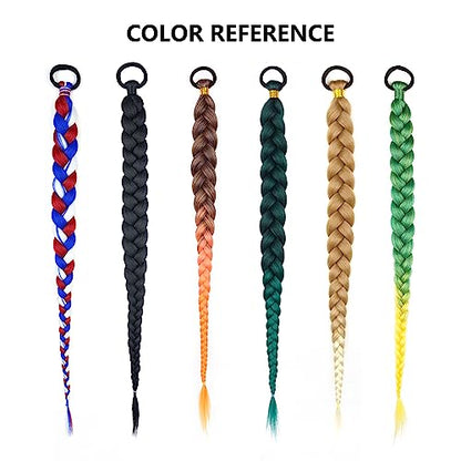 LyoRuSi Black Ponytail Extension 2 Pack Braid Ponytail Extension with Tie | 26 Inch Long Braided Ponytail Extension, Straight Sleek Wrap Around Braid Hair Extensions Ponytail - color: Black#, size: 26 Inch（Pack of 2）
