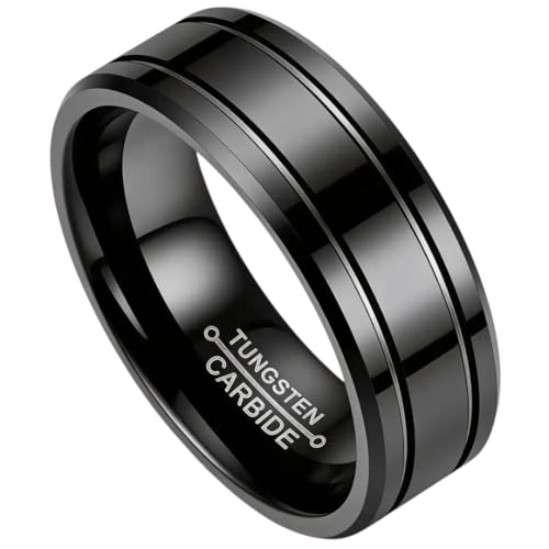 Tungsten Carbide Men's Wedding Band Ring, 8mm Width, Comfort Fit, Stylish Design, Sizes 6-13