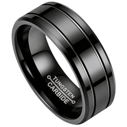 Tungsten Carbide Men's Wedding Band Ring, 8mm Width, Comfort Fit, Stylish Design, Sizes 6-13