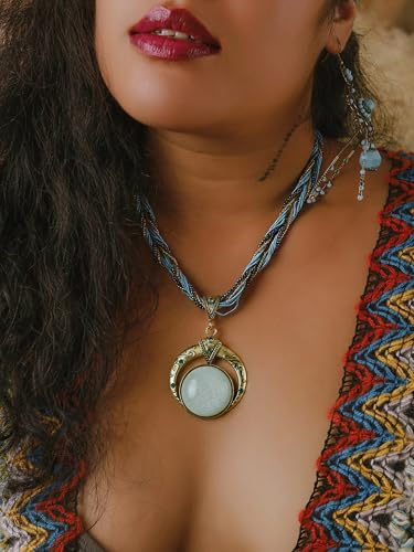 MINACHI Multilayer Beads Chain Necklace, Turquoise-Toned Stone Pendant, Vintage Hippie Retro Bohemia Style, Fashion Jewelry for Women - style: Necklace NEC.001