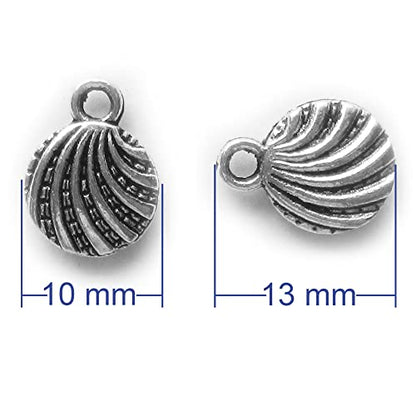 Heather's cf Silver Sea Charms – Antique Pendants, Non-Tarnish, Lead-Free & Nickel-Free, Bulk Ocean Animal Charms for DIY Jewelry, Bracelets, Necklaces, Earrings, Beach Craft Supplies (Sea Animals) - color: Seashell Scallop - 90 Pc