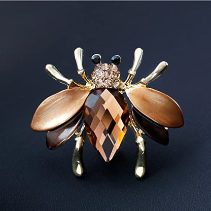 seven wolves Women Crystal Bouquet Brooch Pin All-Match Accessories Rhinestone Brooches and Pins - color: Brown C