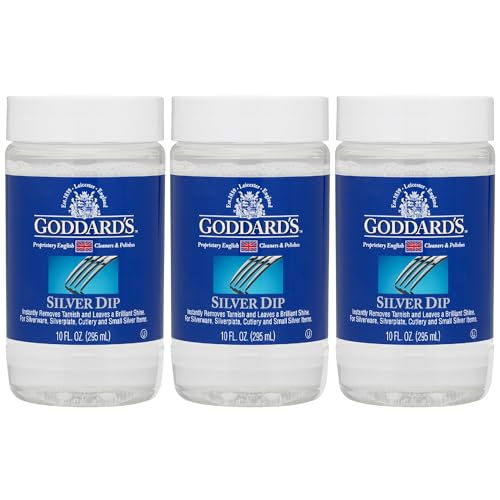 Goddard's Silver Cleaner Dip, Tarnish Remover, Silver Polish, 10 oz, 3 Pack | Instantly Removes Tarnish with No Scrubbing, Ideal for Silverware, Sterling Silver Jewelry & Intricate Filigree - size: 10 Fl Oz (Pack of 3)