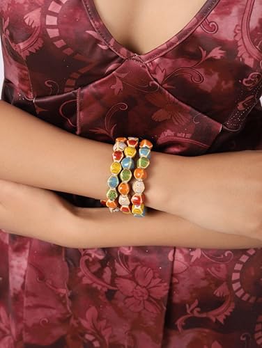 MINACHI Boho Colorful Ceramic Bead Wrap Strand Bracelet for Women, Bohemian Hippie Summer Jewelry Gift - color: S02
