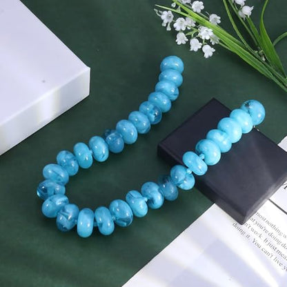 CSIYANJRY99 Chunky Beaded Necklace for Women, Large Colorful Resin Beads Statement Necklace, Boho Summer Beach Vacation Jewelry Gifts - color: Turquoise Blue