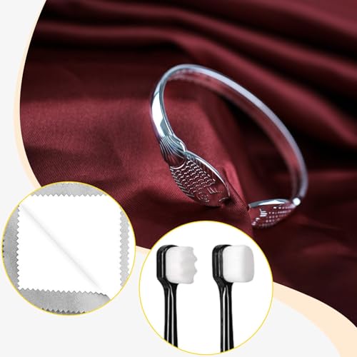 Yiju 2 Pieces Jewelry Cleaning Cloth Silver Cleaning Cloth Kit Silver Jewellery Cleaner Kit Double Sided Use Multifunctional with 2 Brush Flannel PP, Light Gray Dark Gray - color: Light Gray Dark Gray