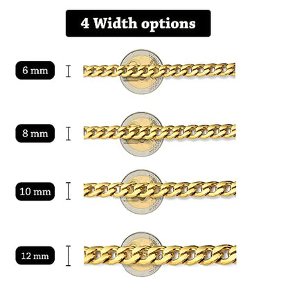 Gold Chain Necklace, 20 Inch 14K Gold Plated Chunky Curb Chain | Bold Wide Chain Necklace with Eye-Catching Golden Finish, Ideal for Parties, Events, and Trendy Outfits - style: Gold-1.2CM