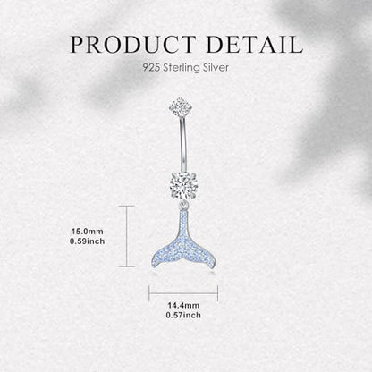 Belly Button Rings 925 Sterling Silver Belly Piercing Jewelry Hypoallergenic Navel Rings Gifts for Women - style: Mermaid Tail