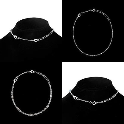 Softones 12-18Pcs Ankle Bracelets Extenders-Extension for Womens Jewelry(1 2 3 Inch),with Lobster Clasp and O-Clasp from Gold Silver Rose Gold - color: C:Silver 6-Lobster clasp 6-O-clasp