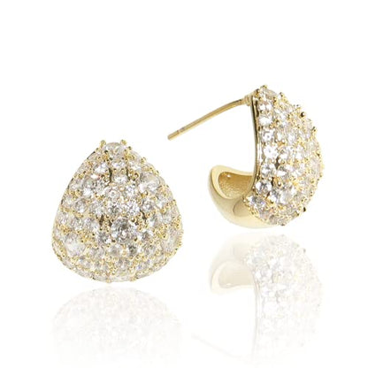 Sonateomber Gold Chunky Crystal Hoop Earrings for Women, Trendy Statement Sparkly CZ Rhinestone Thick Open Hoops Earings Hypoallergenic Wedding Prom Everyday Accessories Fashion Jewelry Gift - color: White