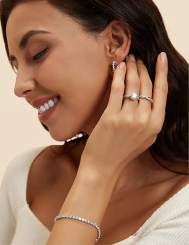Mameloly 1.5ct Engagement Rings for Women Round Bridal Ring Sets Cubic Zirconia Wedding Band Twisting Infinity Pave Set Size 3-12 - color: Silver