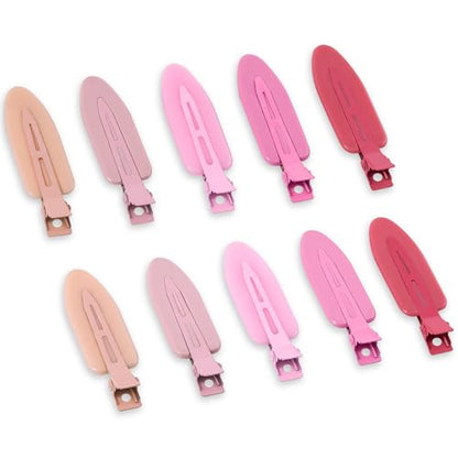 10 Pcs Creaseless No Crease No Bend Flat Hair Clips For Styling Non Slip Makeup Clips For Women Salon Hairstyle, Pink Rose Red - color: Pink Rose Red