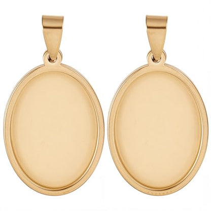 1 Box 10Pcs Oval Cabochon Blanks Gold Pendant Trays 304 Stainless Steel 18 x 25mm Photo Cameo Resin Blank Cabochons Bezel Base Settings for Jewelry Making Earrings Bracelet Necklace DIY Craft - style: gold oval