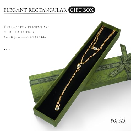 14K Gold Plated Y Necklace for Women – Dainty Lariat Long Pendant Chain, Layered Drop Necklace for V Neck Dress, Simple Sexy Cleavage Jewelry Gifts for Women - color: Gold - Double layered - Zircon