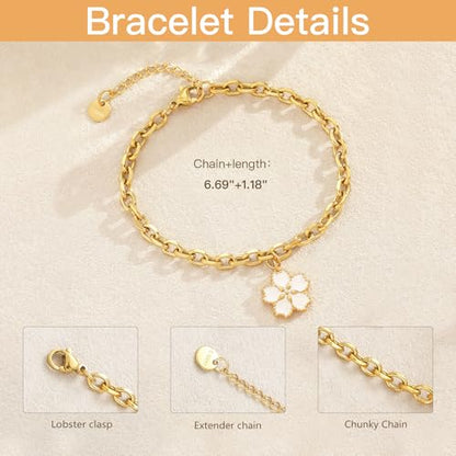 10 PCS Bracelets for Women Stainless Steel Chain Link Bracelet Set | 6.7 Inches with Extender, Jewelry Gifts for DIY, Chains Bulk, Oval, Curb, Figaro Chains, 18K Gold Plated, Silver, Chunky - color: Curb Gold