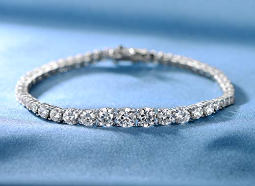 18K White Gold Plated Tennis Necklace/Bracelet/Earrings/Band Ring Sets Hypoallergenic Jewelry Pack of 4 - color: 3 Set Pcs White