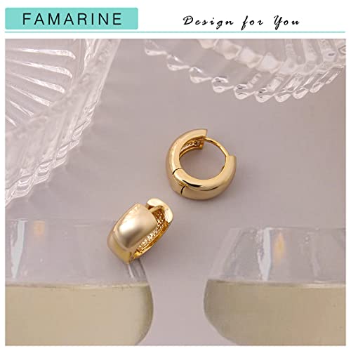 FAMARINE Chunky Thick Hoop Earrings for Women Gold Hoops Huggie Earrings for Men Gift - color: 0.7" Hoop