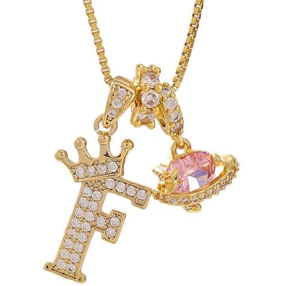 18K Gold & Silver Plated Initial Necklaces for Women - color: F-Gold