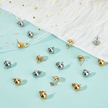 UNICRAFTALE 10mm Half Ball Post Earring Studs for DIY Jewelry Making