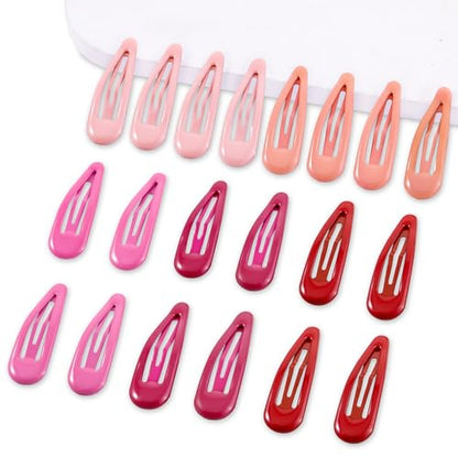 20 PCS Metal Snap Hair Clips Water Drop No Slip Barrettes for Women Bright Small Hair Clips For Thick And Thin Fine Hair,Red Pink Rose Red,1.97 x 0.5 In. - color: Red Pink Rose Red