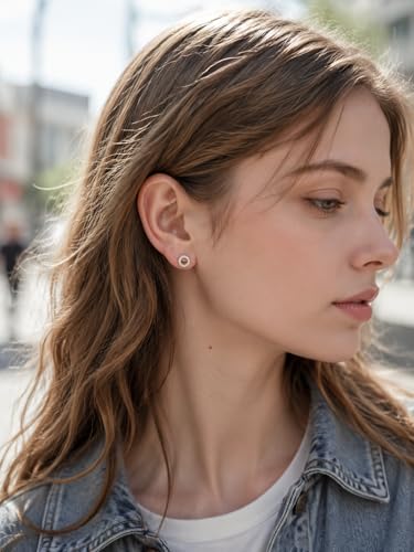 CoBi Halo Stud Earrings for Women, Cubic Zirconia Earrings, Birthstone Heart Earrings Simulated Diamond Valentine's Day - color: Topaz