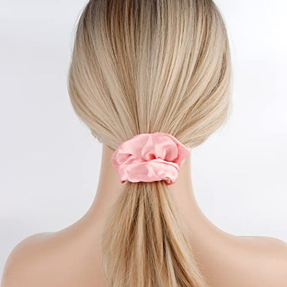 16 Pacs Pink Satin Scrunchies Bridesmaid Proposal Gifts Hair Ties Scrunchies for Women Girls Bachelorette Party Favors(Pink) - color: pink