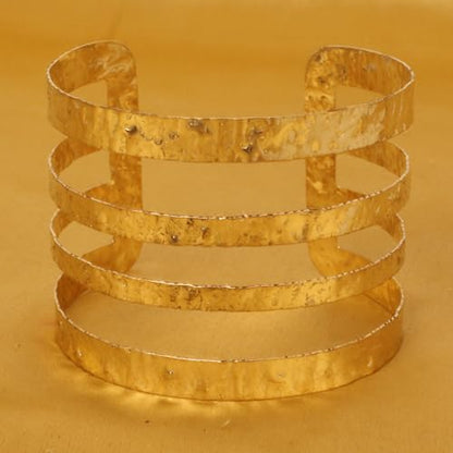 Touchstone Indian Bollywood Desire Brass Base Exotic Workmanship Free Size Cuff Bracelet in Antique Gold Or White Or Copper Tone for Women. - style: D211 Gold