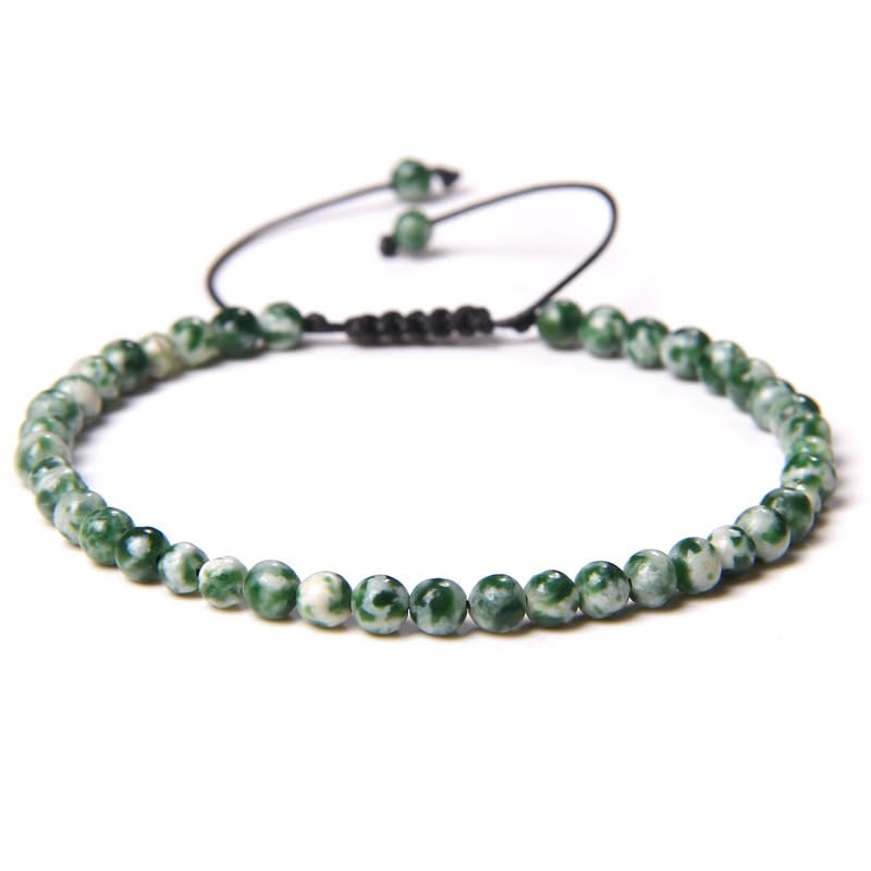 Handmade 4mm Tiny Beads Bracelet – Natural Healing Stone Beads for Yoga, Mala, and Bohemian Stacking – Stretch Bracelet for Men and Women (F)