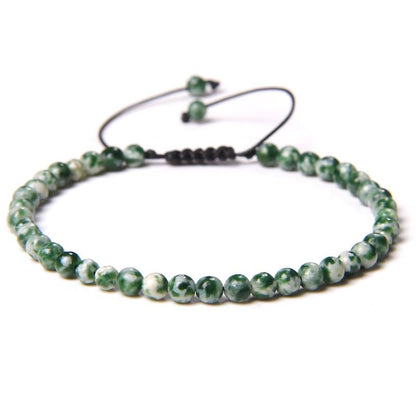 Handmade 4mm Tiny Beads Bracelet – Natural Healing Stone Beads for Yoga, Mala, and Bohemian Stacking – Stretch Bracelet for Men and Women (F)