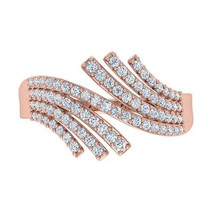 1/2 Carat Bypass Statement Diamond Ring in 10K Gold - color: Rose Gold