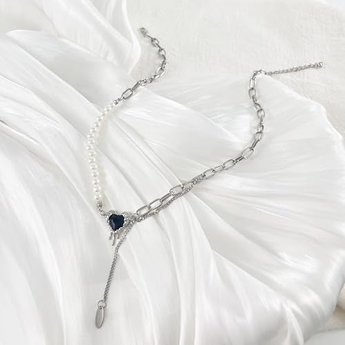 Irregular Heart Necklace for Women Y2k Pink Zircon Pearl Diamond Women's Fashion Pendant Hot Fashion Pink Jewelry for Women - color: Style16