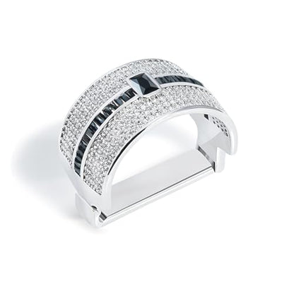 Sparkling Crystal Men's Neck Tie Ring Tie Clasp Necktie Clips Holder Tie Accessories with Box for Wedding Jewelry Gift - style: Silver Clips with Black CZ