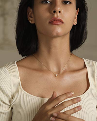 S.Leaf 18K Gold Plated Cubic Zirconia Choker Necklace for Women 925 Sterling Silver Layered Coin Moon Star Heart Circle Crystal Lariat Pendant Necklaces Gifts for Women Trendy - color: Bead_Gold