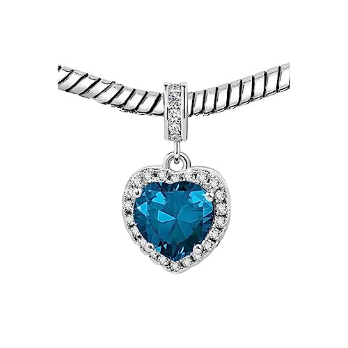 KunBead Dangle January-December Birthstone Love Heart Birthday Charms Compatible with Pandora Charm Bracelet Necklace - color: December
