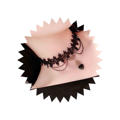 Boho Black Crystal Lace Choker Necklace Tassel Black Teardrop Necklace Choker Gothic Droplet Rhinestone Collar Necklace Retro Vintage Necklace Chain Jewelry for Women and Girls(Black A) - color: Black H