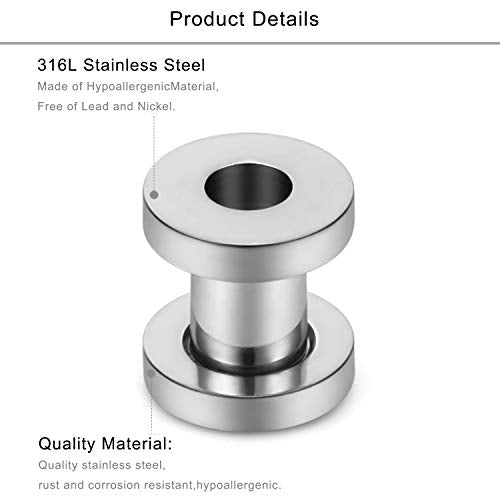 Lcolyoli Screw Fit Ear Gauges Kit Surgical Steel Tunnel Expander Earrings Earlobe Plugs Body Piercing Jewelry Set for Women Men 14G-00G 12 Pieces - style: e: 12Pcs-6 Colors-4G