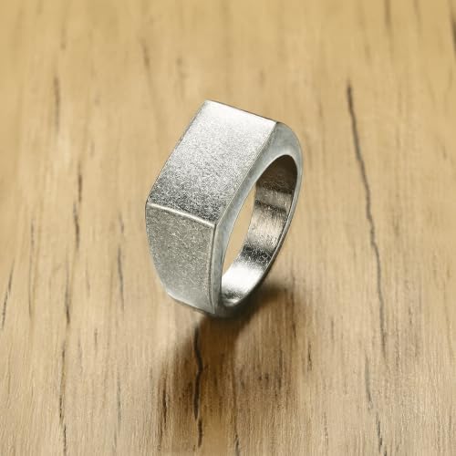 MYNENEY Stainless Steel Square Shape Signet for Men Statement Ring - color: 10x16mm Retro