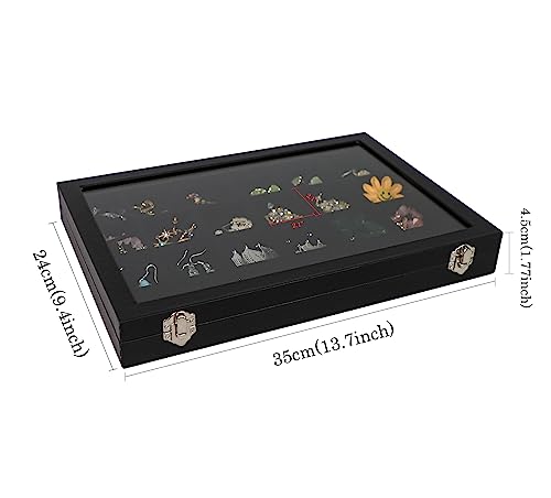 Wudygirl Earring Organizer Leather Jewelry Tray with Lid 13.7"x9.4" Black | 24 Grid Jewelry Organizer with Velvet Liner, Ideal for Jewelry Storage, Dresser Drawer or Gift, Dustproof Design - style: 24 Grid Tray