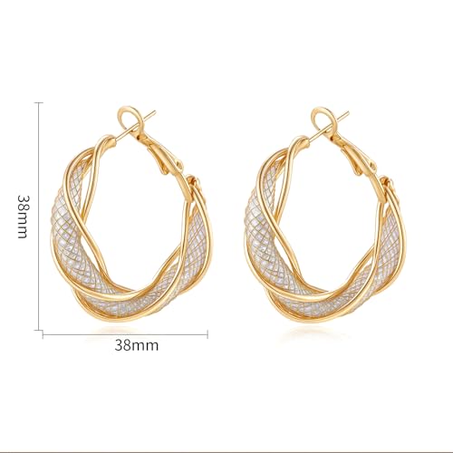 Silver Gold Plated Brass Filigree Earrings for Women - Stainless Steel 18K Gold Plated Teardrop, Twisted Dangle, Small Huggie Hoop with Rhinestone, Chunky Gold Earrings - color: Gold