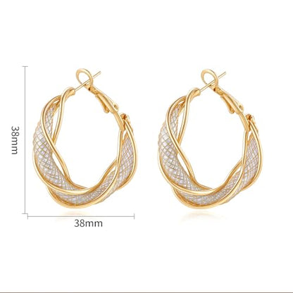 Silver Gold Plated Brass Filigree Earrings for Women - Stainless Steel 18K Gold Plated Teardrop, Twisted Dangle, Small Huggie Hoop with Rhinestone, Chunky Gold Earrings - color: Gold