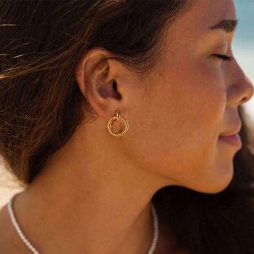 Gold Hoop Earrings for Women Trendy, 14K Gold Plated Huggie Earrings - color: Twist