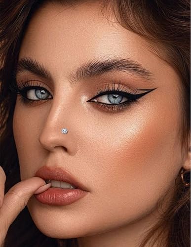 Threadless Push in Nose Studs Rings Stainless Steel Flat Back Earrings Labret Monroe Lip Rings for Women Men Cartilage Helix Conch Tragus Piercing Jewelry 6mm 8mm 10mm Silver Gold Tone - color: Silver, size: 18G(1mm)