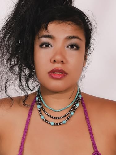 MINACHI Boho Multi Layer Necklace with Green Stone Beads, Handmade Beaded Chain Necklace, Vintage Hippie Jewelry for Women - style: Necklace SL13-022