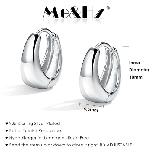 Me&Hz Gold Huggie Earrings Small Huggie Hoop Earrings for Women 14K Gold Plated Hypoallergenic Cubic Zirconia Huggies Mini Silver Hoop Earring for Women - color: Teardrop,Silver