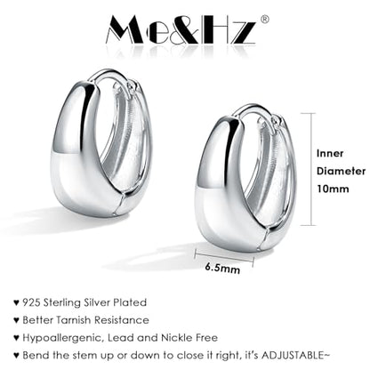Me&Hz Gold Huggie Earrings Small Huggie Hoop Earrings for Women 14K Gold Plated Hypoallergenic Cubic Zirconia Huggies Mini Silver Hoop Earring for Women - color: Teardrop,Silver