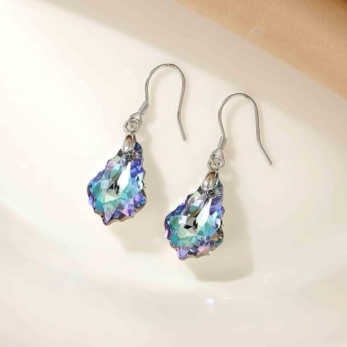 Austrian Crystal Baroque Drop Dangle Earrings for Women 925 Sterling Silver Hook Hypoallergenic Jewelry - color: Vitrail Light