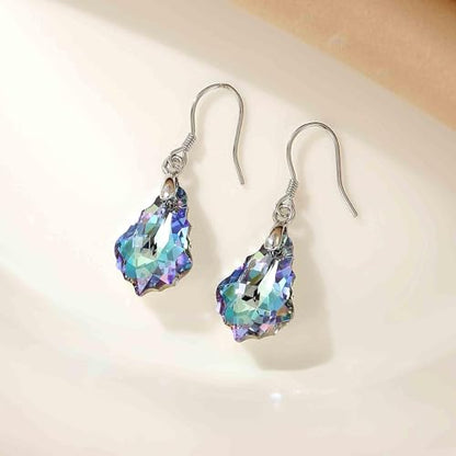 Austrian Crystal Baroque Drop Dangle Earrings for Women 925 Sterling Silver Hook Hypoallergenic Jewelry - color: Vitrail Light