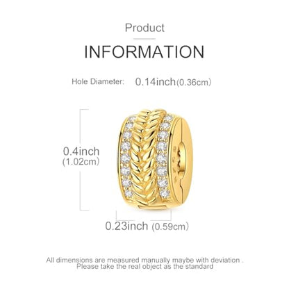 Gold Clip Stopper Charms for Pandora Bracelets Spacers Bead Charms Packs Jewelry Gift for Women - color: Good Luck